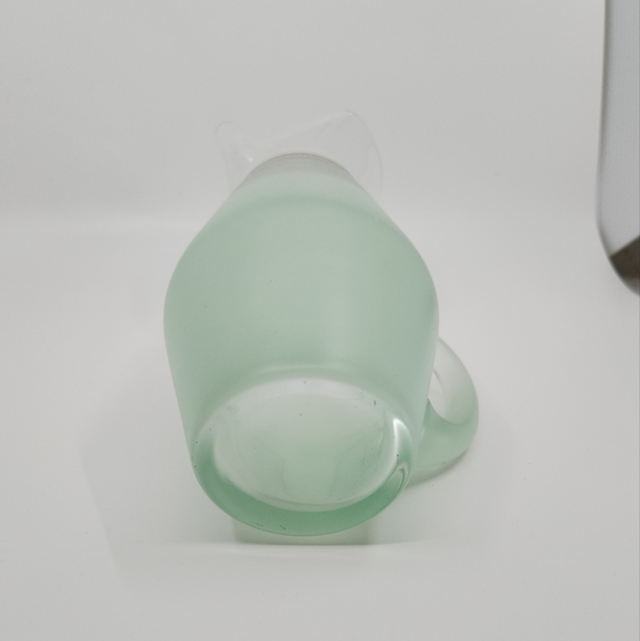 Vtg MCM West Virginia Blendo Glass Ice Lip Pitcher Frosted Green Gold Trim 9.5" - Picture 9 of 13